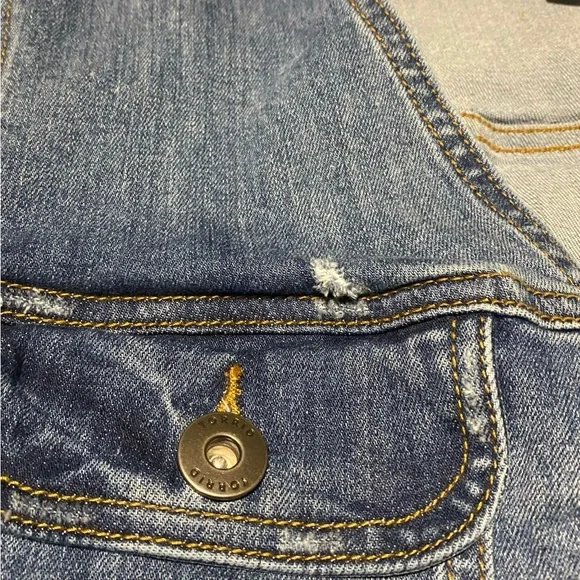 Torrid Denim Button-up Short Vest Women 4X Blue Pockets Distressed Western Rodeo - Picture 12 of 14